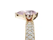 Pear-Shaped Domed Pavé Engagement Ring Setting for a Fancy Pink Lab-Grown Diamond | Yellow Gold
