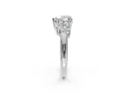 Heart-Shaped Three Stone Engagement Ring Setting | Plain Band | Sterling Silver