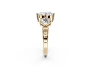 Oval Three Stone Engagement Ring Setting | On-Point Princess Side Stones | Yellow Gold