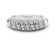 Round Diamond Dome Band Set in Silver with Channel Setting