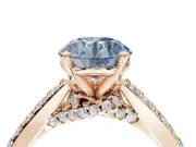 Round Pavé Solitaire Engagement Ring Setting for a Fancy Blue Lab-Grown Diamond | Crossover Gallery | Rose Gold