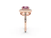 Asscher Cut Halo Engagement Ring Setting for a Fancy Pink Lab-Grown Diamond | Polished Halo Rim | Rose Gold
