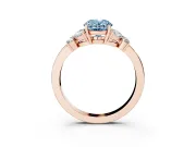 Oval Floral Engagement Ring Setting for a Fancy Blue Lab-Grown Diamond | Petal Shoulders | Rose Gold