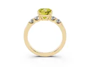 Fancy Yellow Princess Cut Diamond Five-Stone Prong Set Engagement Ring Set in Yellow gold with Channel Band