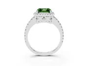 Asscher Cut Pave Halo Engagement Ring Setting for a Fancy Green Lab-Grown Diamond | White Gold