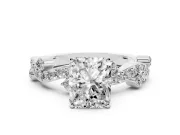 Radiant Cut Diamond Solitaire Twisted Band Set in Silver with Pavé Setting