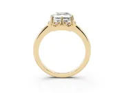 Asscher Cut Scalloped Petal Halo Engagement Ring Setting | Plain Band | Yellow Gold