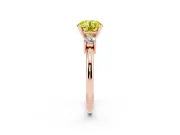 Round Three Stone Engagement Ring Setting for a Fancy Yellow Lab-Grown Diamond | Round Side Stones | Rose Gold