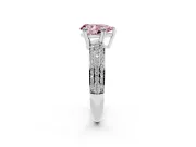 Pear-Shaped Three Row Pave Engagement Ring Setting for a Fancy Pink Lab-Grown Diamond | Double Claws | Sterling Silver