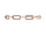 Round Lab-Grown Diamond Pavé Paperclip Link Bracelet | Alternating Polished Links | Rose Gold