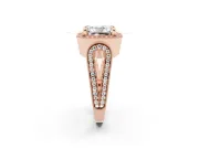 Radiant Cut Vintage Milgrain Halo Engagement Ring Setting | Open Loop Pave Shoulders | Rose Gold