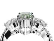 Pear-Shaped Three Stone Engagement Ring Setting for a Fancy Green Lab-Grown Diamond | Tapered Pave Band | Platinum