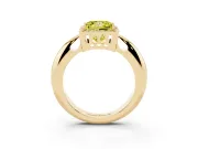 Fancy Yellow Princess Cut Diamond Halo Engagement Ring Set in Yellow gold with Plain Split Shank and Prong Setting
