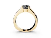 Round Half Bezel Solitaire Engagement Ring Setting for a Black Center | Wide Band | Yellow Gold