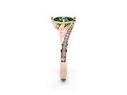 Asscher Cut Bypass Pavé Solitaire Engagement Ring Setting for a Fancy Green Lab-Grown Diamond | Angled Head | Rose Gold