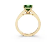 Fancy Green Asscher Cut Diamond Solitaire Ring Set in Yellow gold with Channel-Set Band and Prong Setting