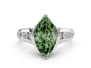 Marquise Half Bezel Engagement Ring Setting for a Fancy Green Lab-Grown Diamond | White Gold