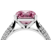 Asscher Cut Pavé Solitaire Engagement Ring Setting for a Fancy Pink Lab-Grown Diamond | Multi-Row Shoulders | Platinum