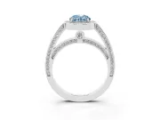 Oval Sectioned Halo Engagement Ring Setting for a Fancy Blue Lab-Grown Diamond | White Gold