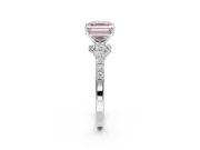 Asscher Cut Pavé Solitaire Engagement Ring Setting for a Fancy Pink Lab-Grown Diamond | Crossover Gallery | Platinum