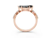 Marquise Scattered Accent Engagement Ring Setting for a Black Center | Slim Band | Rose Gold