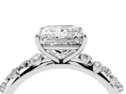 Princess Cut Diamond Cluster Solitaire Ring Set in Platinum with Prong Setting