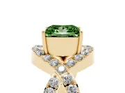 Princess Cut Infinity Twist Engagement Ring Setting for a Fancy Green Lab-Grown Diamond | Pavé Ribbons | Yellow Gold