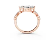Marquise Scattered Accent Engagement Ring Setting | Slim Band | Rose Gold