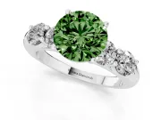 Round Five Stone Engagement Ring Setting for a Fancy Green Lab-Grown Diamond | Plain Band | Platinum