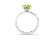 Fancy Yellow Round Cut Diamond Solitaire Engagement Ring Set in Silver with Prong Setting and Polished Band