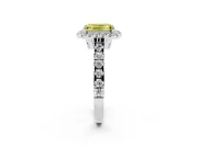 Emerald Cut Halo Engagement Ring Setting for a Fancy Yellow Lab-Grown Diamond | Shared Prong Shoulders | Sterling Silver