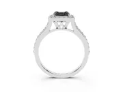 Asscher Cut Pavé Halo Engagement Ring Setting for a Black Center | Platinum