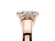 Emerald Cut Pavé Collar Solitaire Engagement Ring Setting | Wide Polished Band | Rose Gold