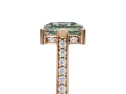 Asscher Cut Vintage Cathedral Engagement Ring Setting for a Fancy Green Lab-Grown Diamond | Carved Band | Rose Gold