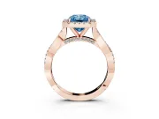 Radiant Cut Twist Halo Engagement Ring Setting for a Fancy Blue Lab-Grown Diamond | Rose Gold