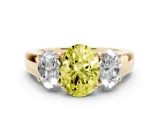 Oval 3 Stone Engagement Ring Setting for a Fancy Yellow Lab-Grown Diamond | Yellow Gold