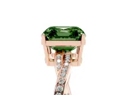 Asscher Cut Twisted Pavé Solitaire Engagement Ring Setting for a Fancy Green Lab-Grown Diamond | Open Basket | Rose Gold