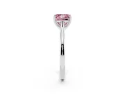 Fancy Pink Princess Cut Diamond Solitaire Ring Set in Silver with Cathedral Band and Prong Setting