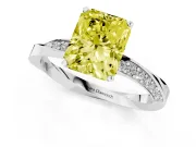Radiant Cut Twisted Pave Engagement Ring Setting for a Fancy Yellow Lab-Grown Diamond | Ribbon Band | Platinum