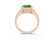 Heart-Shaped Pave Halo Engagement Ring Setting for a Fancy Green Lab-Grown Diamond | Rose Gold