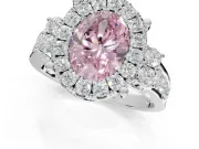 Oval Halo Engagement Ring Setting for a Fancy Pink Lab-Grown Diamond | Side Clusters | Platinum
