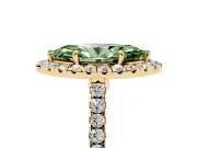 Marquise Halo Engagement Ring Setting for a Fancy Green Lab-Grown Diamond | Pave Shoulders | Yellow Gold