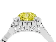 Cushion Cut Leaf Halo Engagement Ring Setting for a Fancy Yellow Lab-Grown Diamond | Platinum
