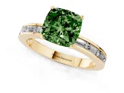 Cushion Cut Channel Set Engagement Ring Setting for a Fancy Green Lab-Grown Diamond | Yellow Gold