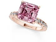 Asscher Cut Pavé Engagement Ring Setting for a Fancy Pink Lab-Grown Diamond | Rose Gold