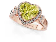 Heart-Shaped Halo Engagement Ring Setting for a Fancy Yellow Lab-Grown Diamond | Pointed Pave Shoulders | Rose Gold