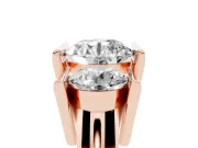 Round Cut Diamond Three-Stone Channel Set Ring Set in Rose gold with Smooth Polished Band