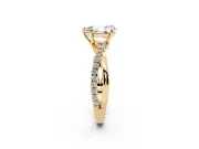 Pear-Shaped Crossover Pave Solitaire Engagement Ring Setting | Twisted Shoulders | Yellow Gold