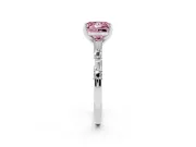 Fancy Pink Princess Cut Diamond Solitaire Set in White gold with Side Baguettes and Channel Set Band