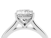 Princess Cut Diamond Solitaire Ring Set in Silver with Cathedral Band and Prong Setting